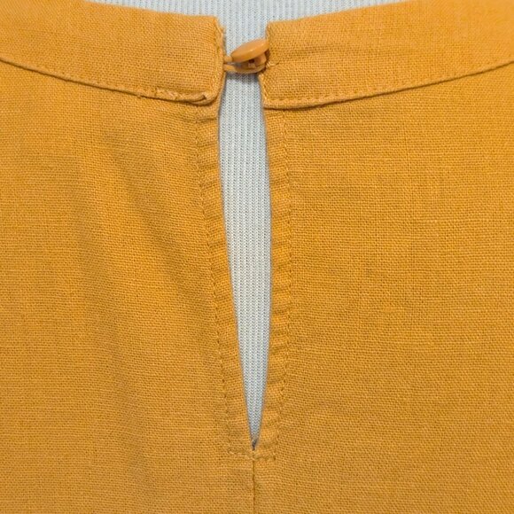 Adyson Parker Womens Size L Yellow Gold Linen Rayon Tiered Ruffled S/S Dress - Picture 7 of 11